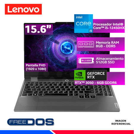 Laptop Lenovo LOQ 15IAX9 – Intel Core i5-12450HX, 8GB DDR5, SSD 512GB, RTX 3050, 15.6" FHD