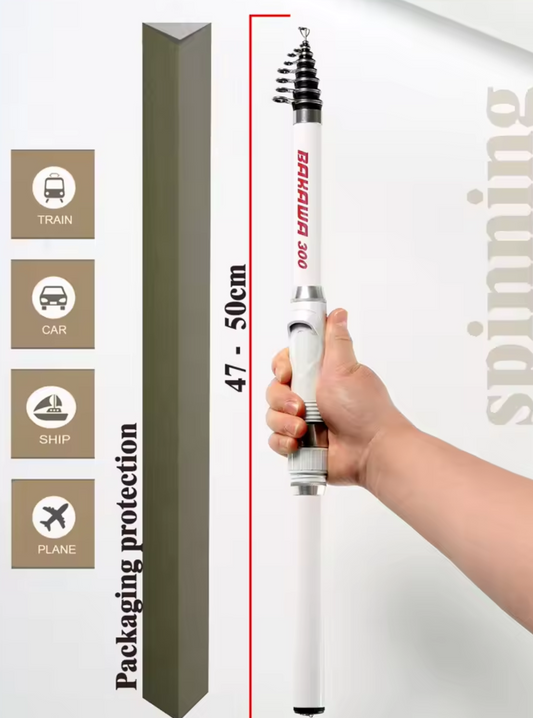 Caña de Pescar Telescópica BAKAWA 1.5m – Fibra de Carbono Ultraligera