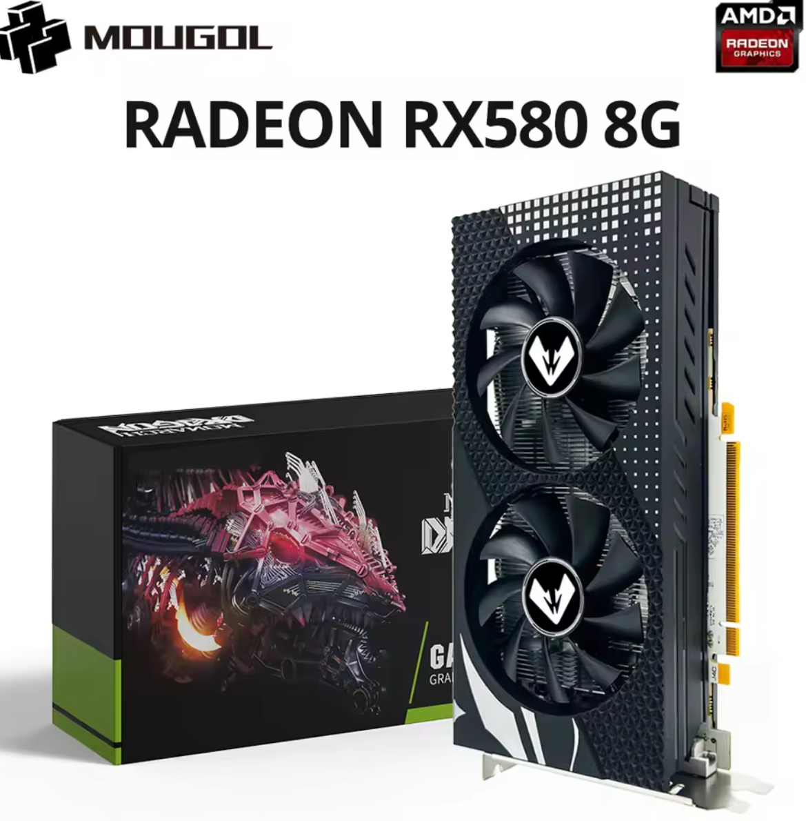 Tarjeta Gráfica Reacondicionada MOUGOL AMD Radeon RX580 – 8GB GDDR5, PCIe 3.0 x16, HDMI/DVI para Gaming