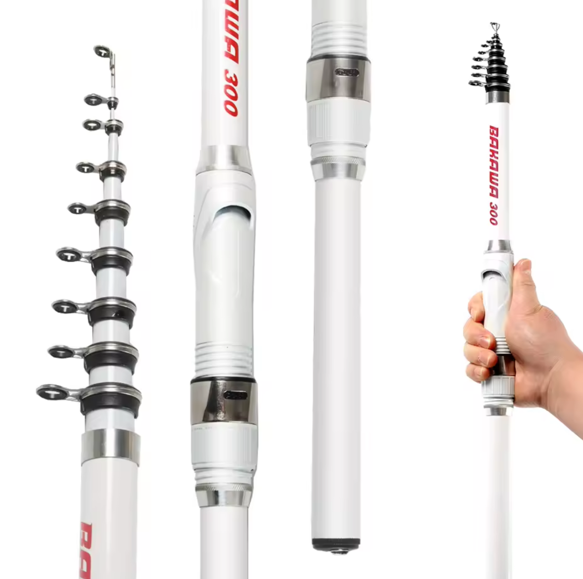 Caña de Pescar Telescópica BAKAWA 1.5m – Fibra de Carbono Ultraligera